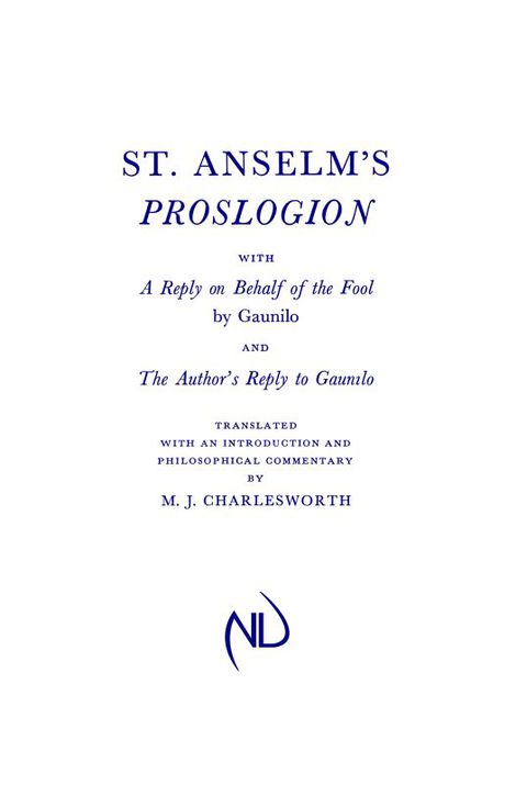 Cover image for book St. Anselm’s Proslogion