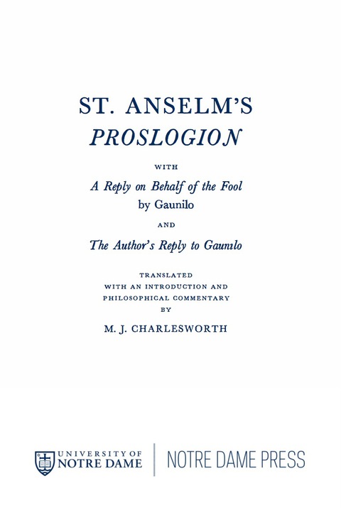 Cover image for book St. Anselm’s Proslogion