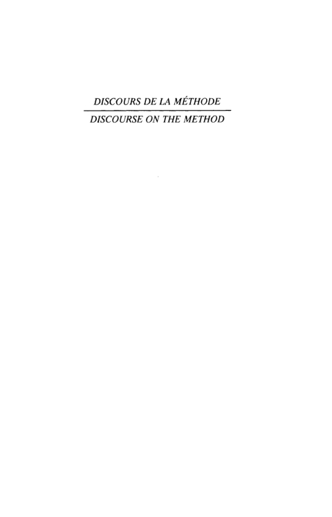 Cover image for book Discours de La Methode/Discourse on the Method