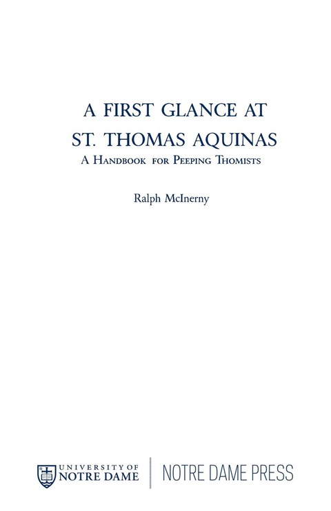 Cover image for book A First Glance at St. Thomas Aquinas