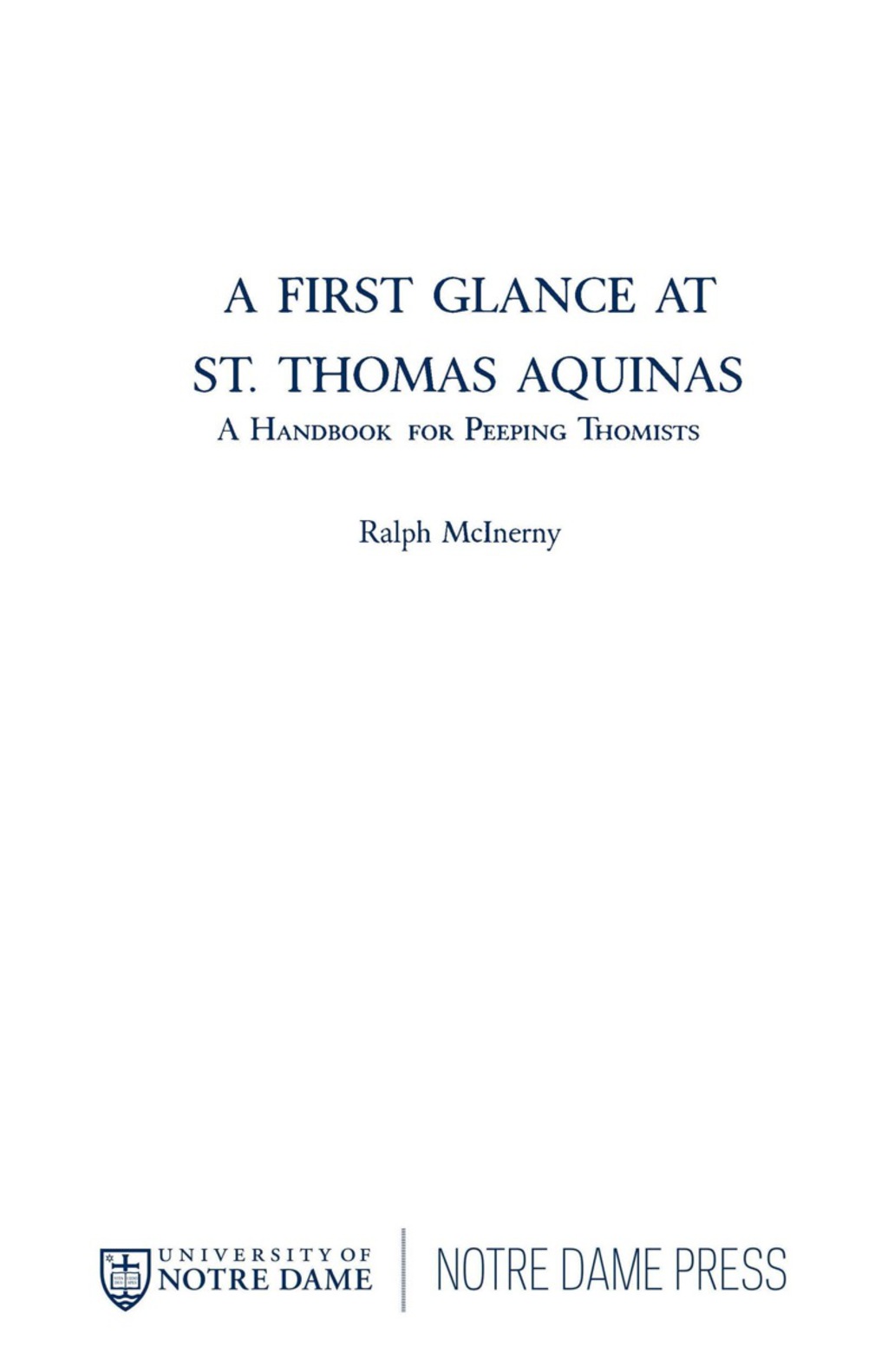 Page Fidelity A First Glance at St. Thomas Aquinas; $22.19