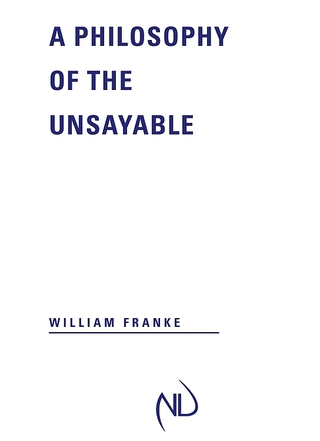 A Philosophy of the Unsayable