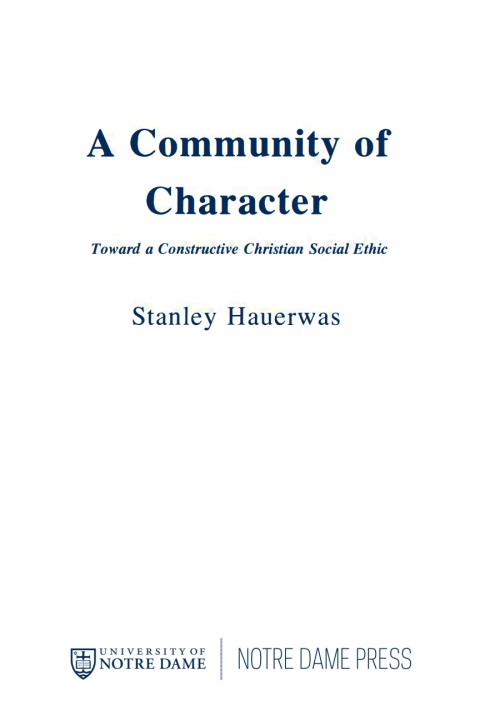 Cover image for book A Community of Character