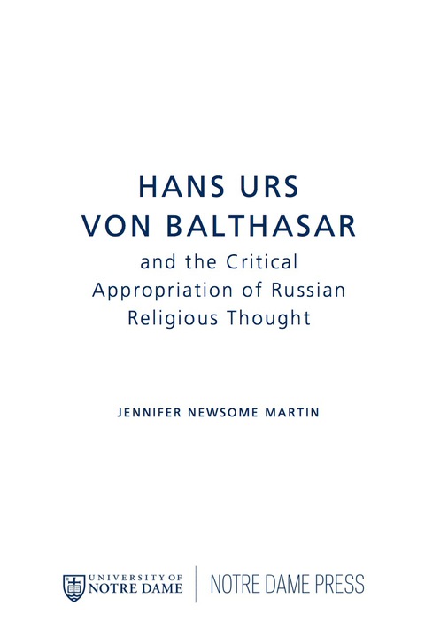 Cover image for book Hans Urs von Balthasar and the Critical Appropriation of Russian Religious Thought