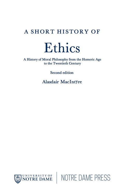 Cover image for book A Short History of Ethics