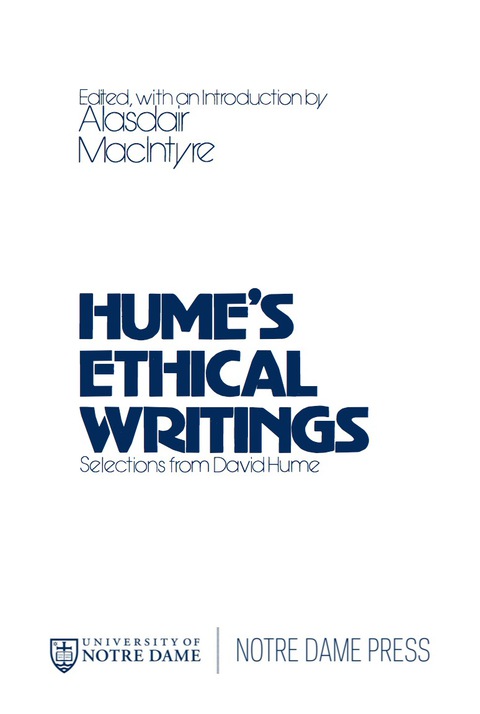 Cover image for book Hume's Ethical Writings