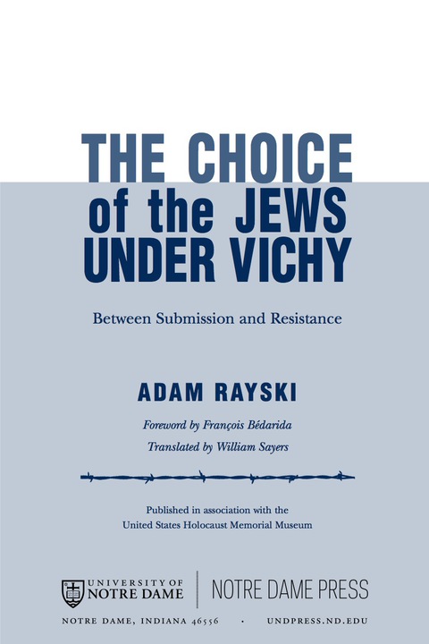Cover image for book Choice of the Jews under Vichy, The