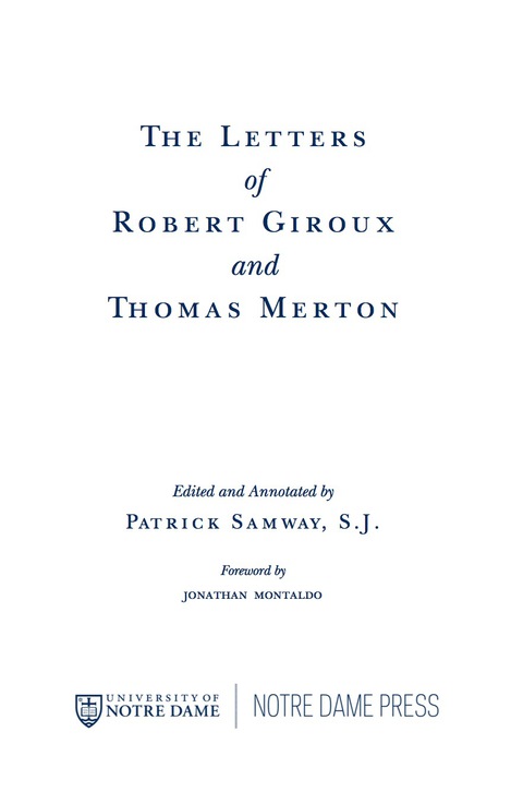Cover image for book The Letters of Robert Giroux and Thomas Merton