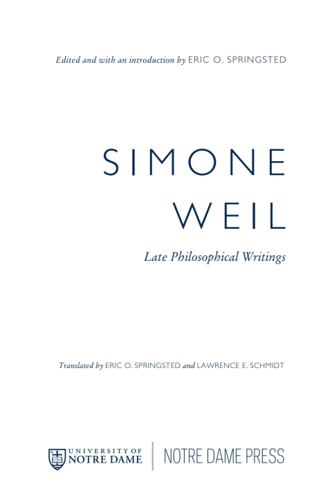 Cover image for book Simone Weil