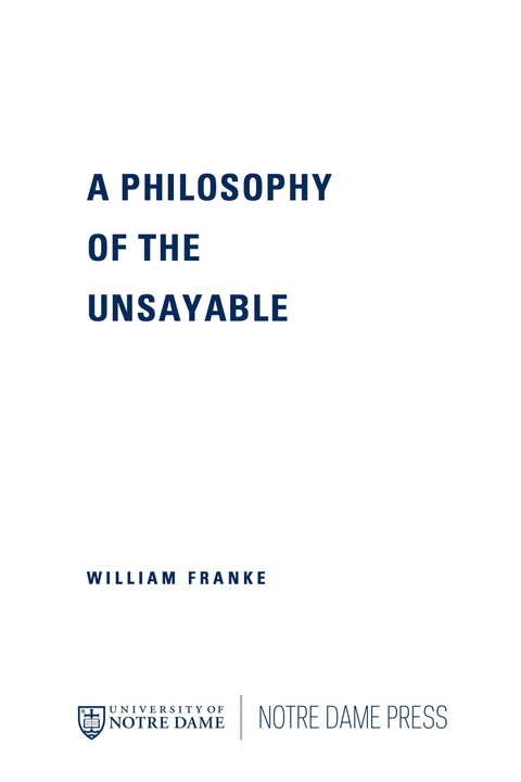 Cover image for book A Philosophy of the Unsayable