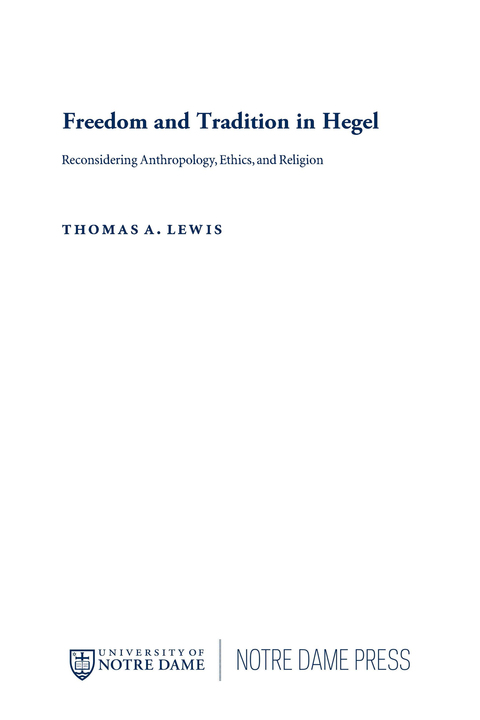 Cover image for book Freedom and Tradition in Hegel