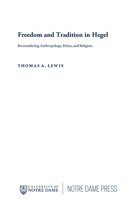 Cover image for book Freedom and Tradition in Hegel