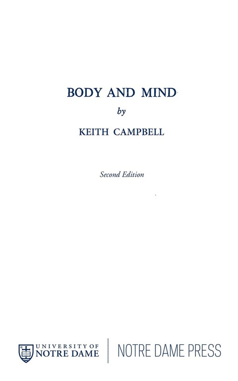 Cover image for book Body and Mind