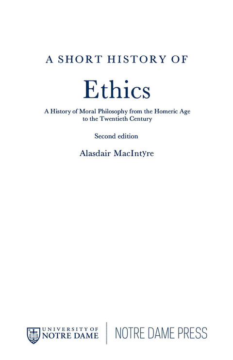 Cover image for book A Short History of Ethics