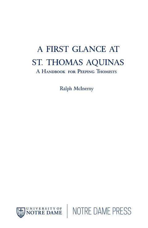 Cover image for book A First Glance at St. Thomas Aquinas