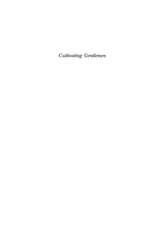 Cover image for book Cultivating Gentlemen