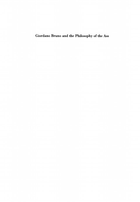 Cover image for book Giordano Bruno and the Philosophy of the Ass