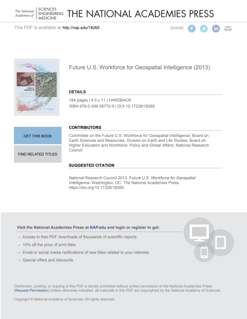 Cover image for book Future U.S. Workforce for Geospatial Intelligence