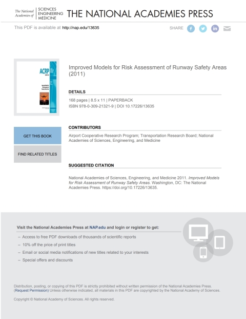 Cover image for book Improved Models for Risk Assessment of Runway Safety Areas
