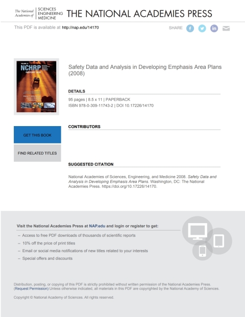 Cover image for book Safety Data and Analysis in Developing Emphasis Area Plans