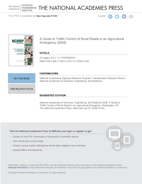 Cover image for book A Guide to Traffic Control of Rural Roads in an Agricultural Emergency