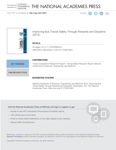 Cover image for book Improving Bus Transit Safety Through Rewards and Discipline
