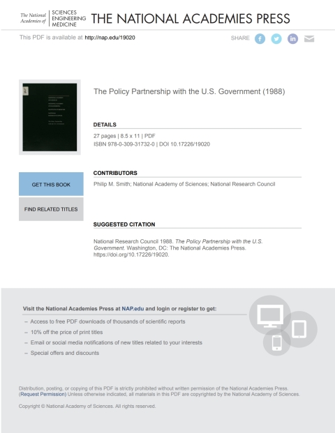 Cover image for book The Policy Partnership with the U.S. Government