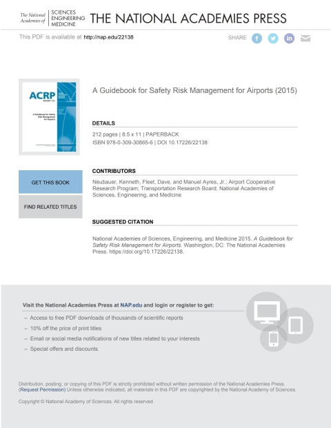 Cover image for book A Guidebook for Safety Risk Management for Airports