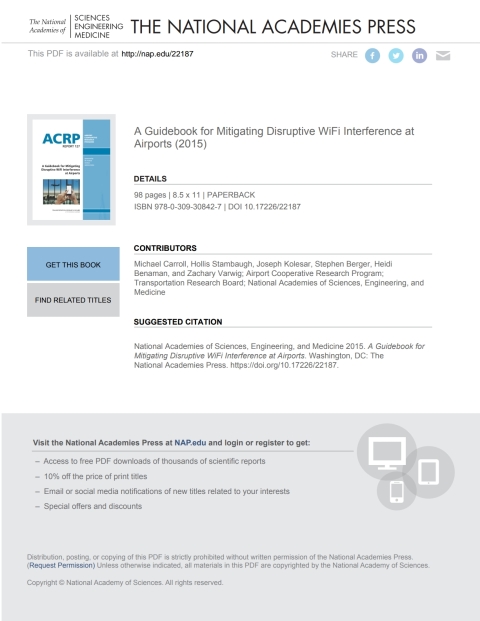 Cover image for book A Guidebook for Mitigating Disruptive WiFi Interference at Airports