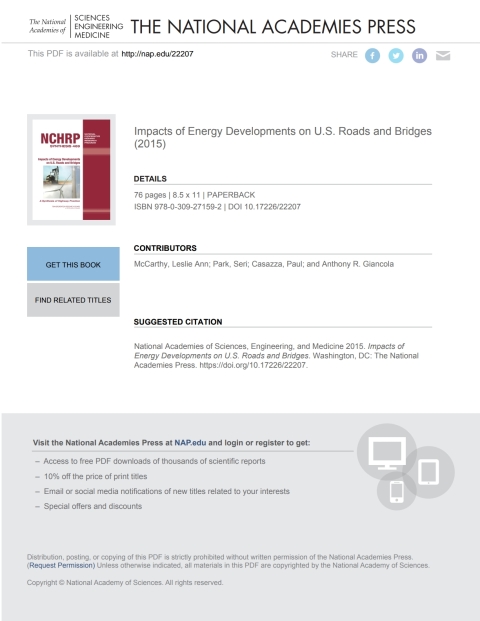 Cover image for book Impacts of Energy Developments on U.S. Roads and Bridges
