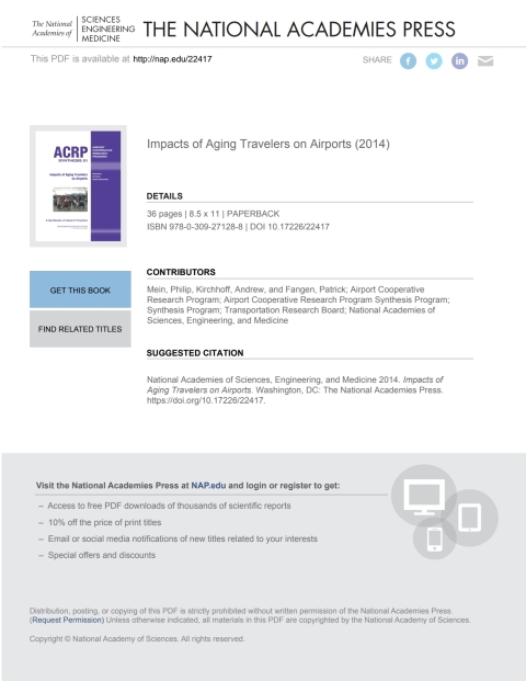 Cover image for book Impacts of Aging Travelers on Airports