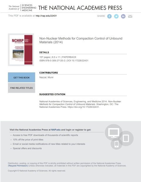 Cover image for book Non-Nuclear Methods for Compaction Control of Unbound Materials