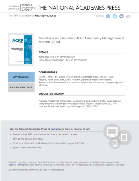 Cover image for book Guidebook on Integrating GIS in Emergency Management at Airports