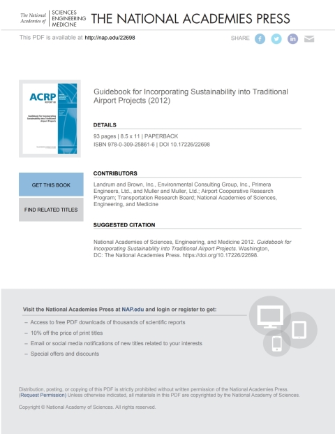Cover image for book Guidebook for Incorporating Sustainability into Traditional Airport Projects