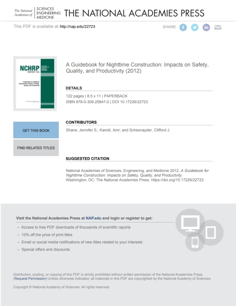 Cover image for book A Guidebook for Nighttime Construction: Impacts on Safety, Quality, and Productivity