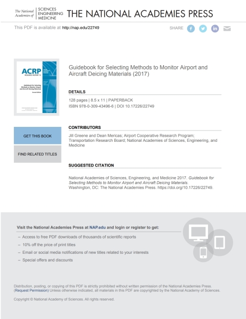 Cover image for book Guidebook for Selecting Methods to Monitor Airport and Aircraft Deicing Materials