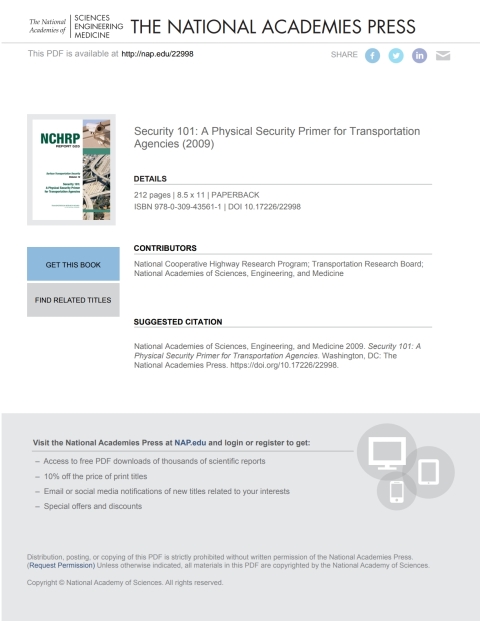 Cover image for book Security 101: A Physical Security Primer for Transportation Agencies