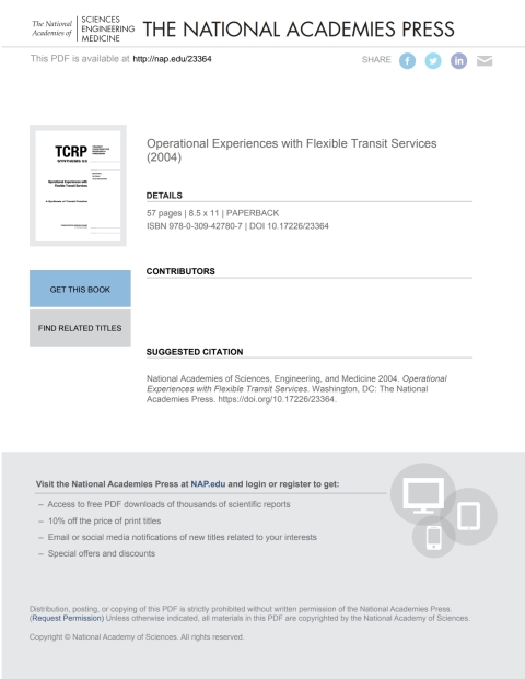 Cover image for book Operational Experiences with Flexible Transit Services