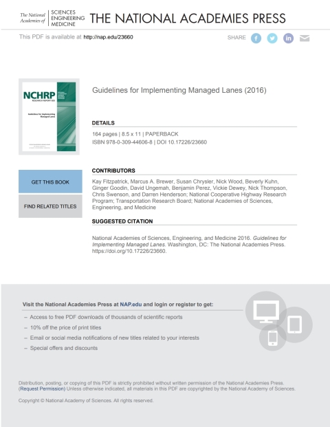 Cover image for book Guidelines for Implementing Managed Lanes