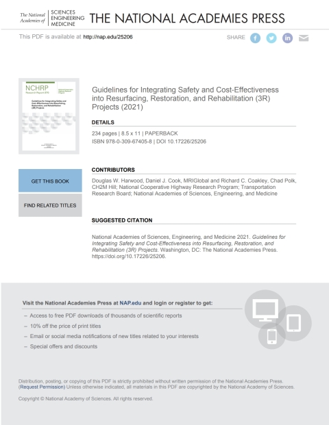 Cover image for book Guidelines for Integrating Safety and Cost-Effectiveness into Resurfacing, Restoration, and Rehabilitation (3R) Projects