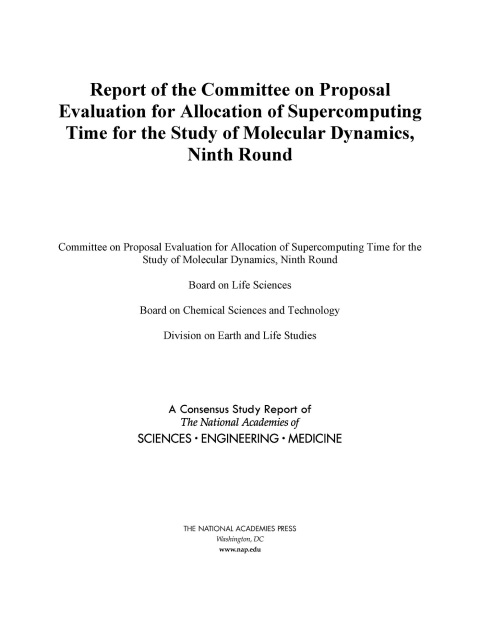 Cover image for book Report of the Committee on Proposal Evaluation for Allocation of Supercomputing Time for the Study of Molecular Dynamics