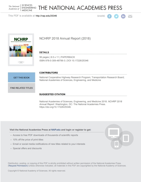 Cover image for book NCHRP 2018 Annual Report