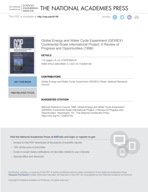 Cover image for book Global Energy and Water Cycle Experiment (GEWEX) Continental-Scale International Project