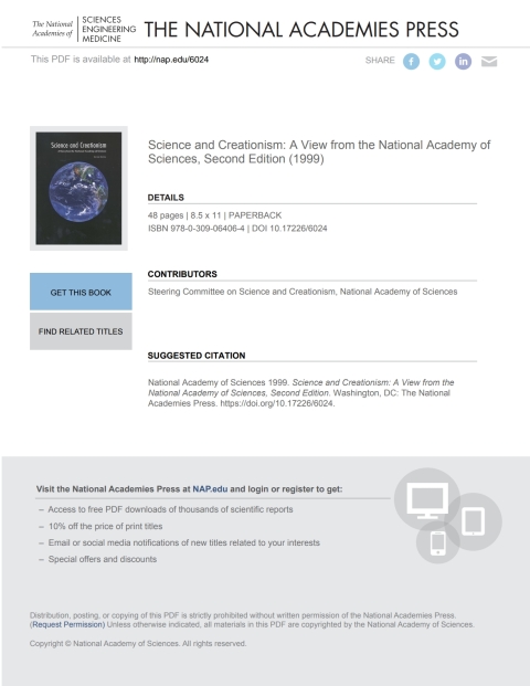 Cover image for book Science and Creationism