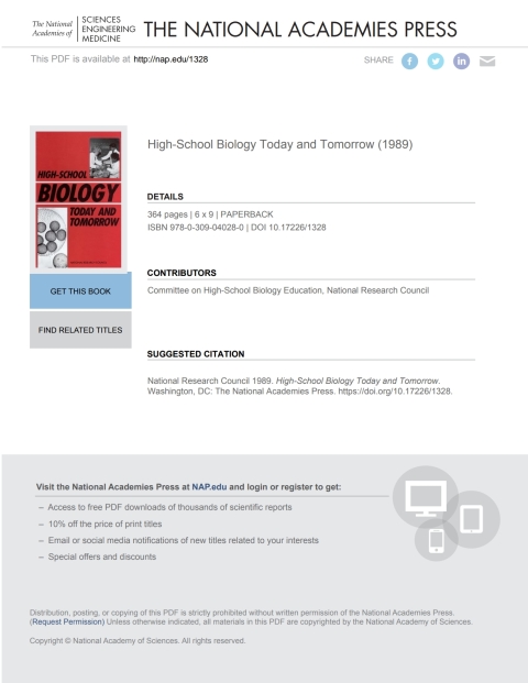 Cover image for book High-School Biology Today and Tomorrow