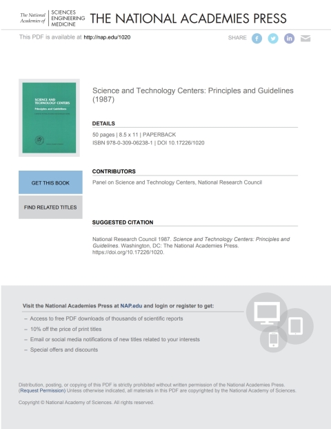 Cover image for book Science and Technology Centers