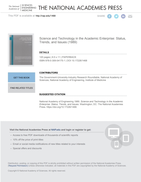 Cover image for book Science and Technology in the Academic Enterprise