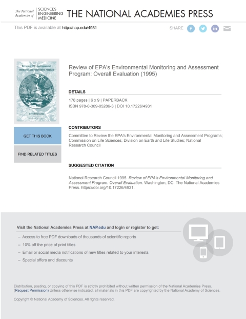 Cover image for book Review of EPA's Environmental Monitoring and Assessment Program