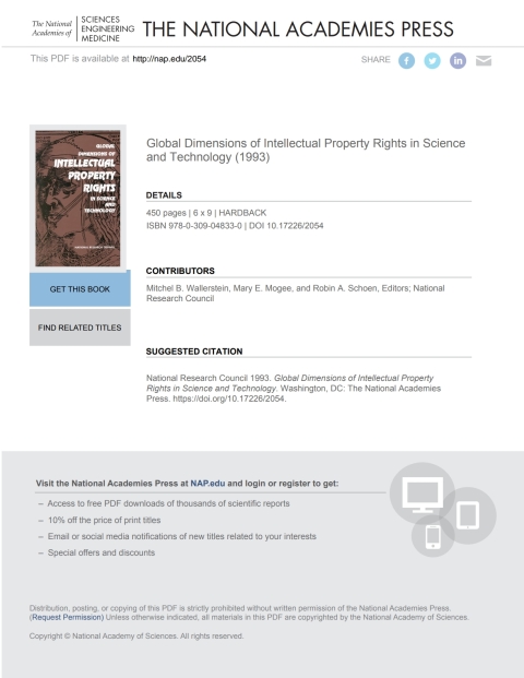 Cover image for book Global Dimensions of Intellectual Property Rights in Science and Technology