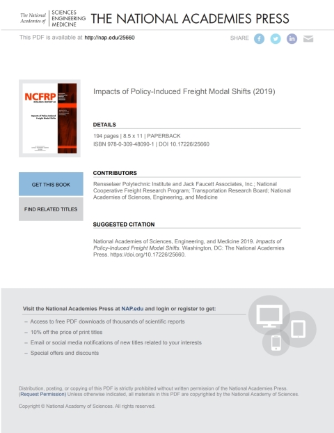 Cover image for book Impacts of Policy-Induced Freight Modal Shifts
